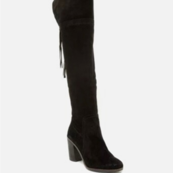 Franco Sarto Black Suede Over the Knee Ellyn Boots 7.5